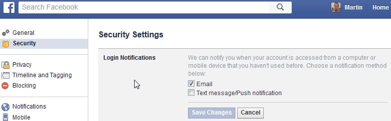 Using Notification for Facebook Login