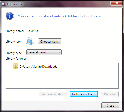 windows 7 library tool