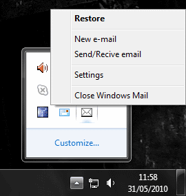 windows live mail minimizer