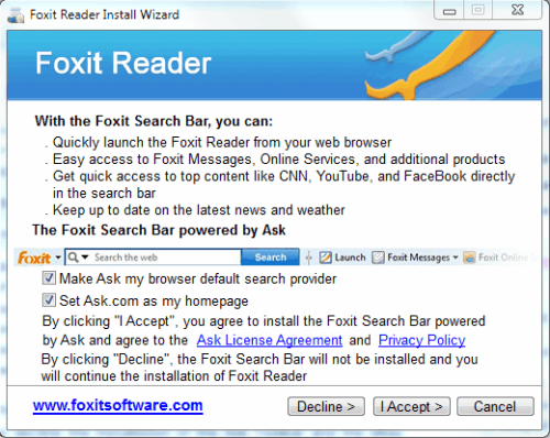 foxit reader ask toolbar
