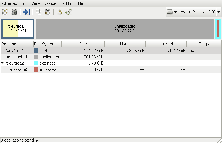 gparted create boot partition