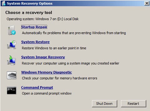 Get the Recovery Console back in Windows 7