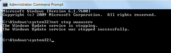 stop windows update service