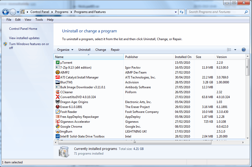 verwijder verwijderde programma's uit het configuratiescherm