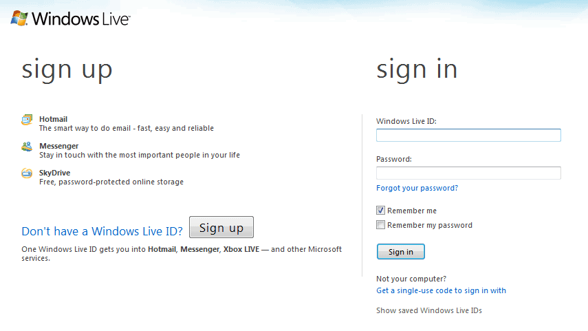 Windows Live Login With Single-Use Code