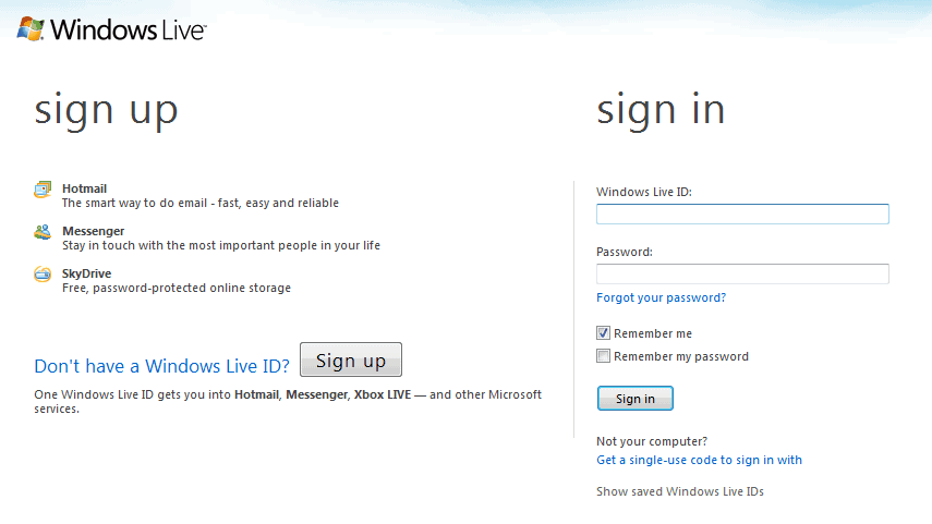 windows live login