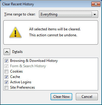 clear recent history firefox