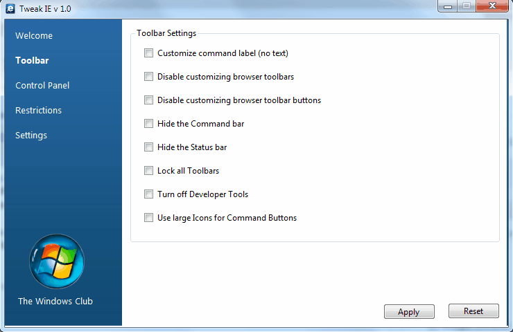 tweak internet explorer