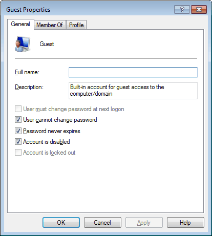 disable windows7 guest account