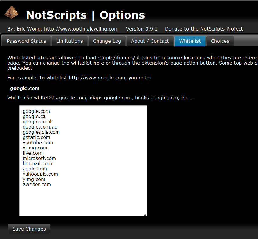 notscript whitelist