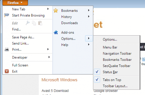 firefox 4 menu