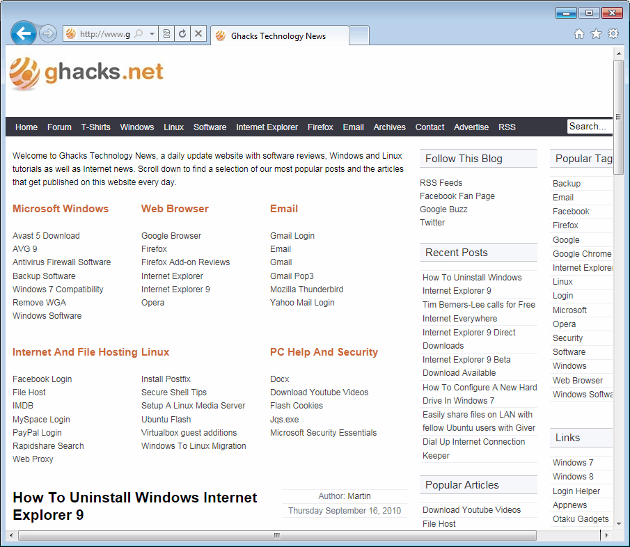 internet explorer 9