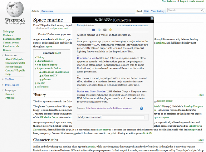Create Automatic Page Summaries With WikiSeer Keynotes - gHacks Tech News