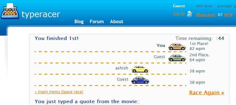 Type Racer Speed Typing Game