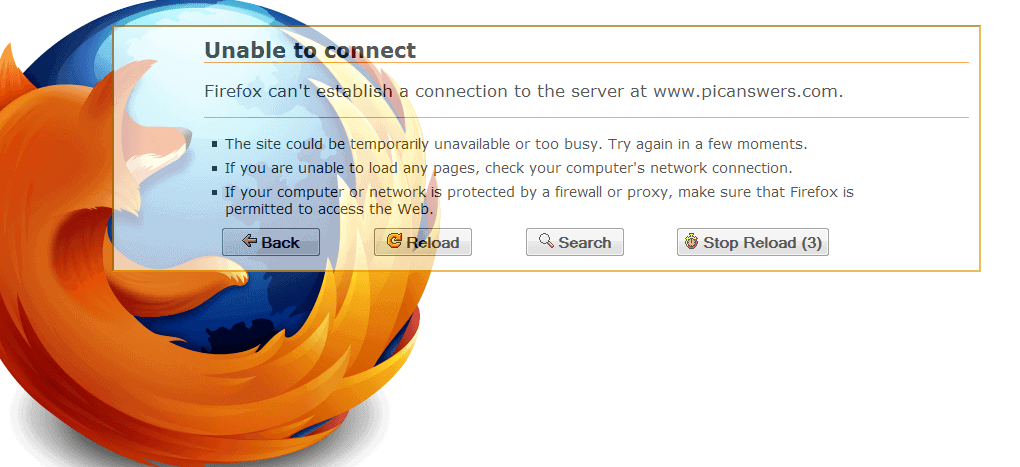 firefox unable to connect