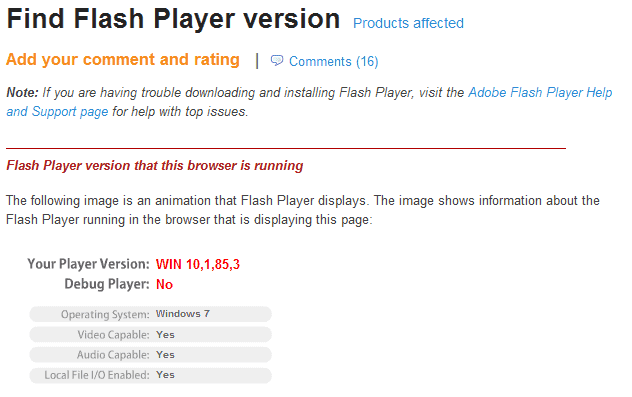 flash player version