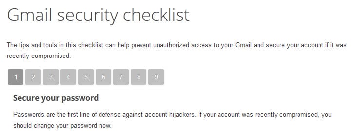 gmail security checklist