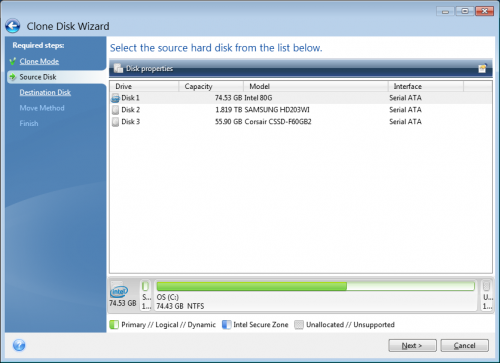 intel solid state drive migration