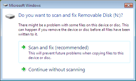 Disable Do You Want To Scan And Fix Removable Disk