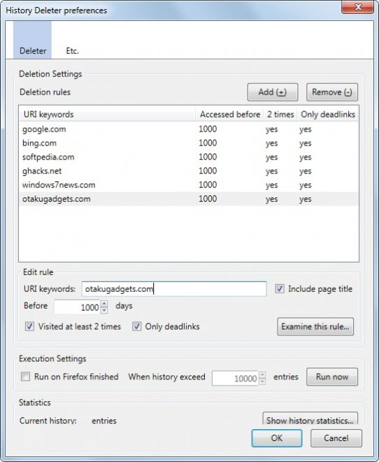 History Deleter, Firefox History Auto Deletion rules gHacks Tech News