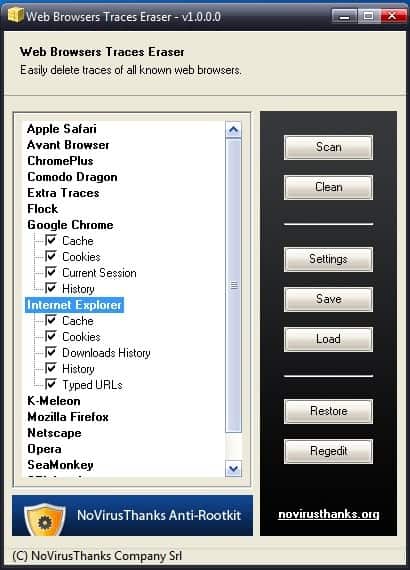 web browsers traces eraser