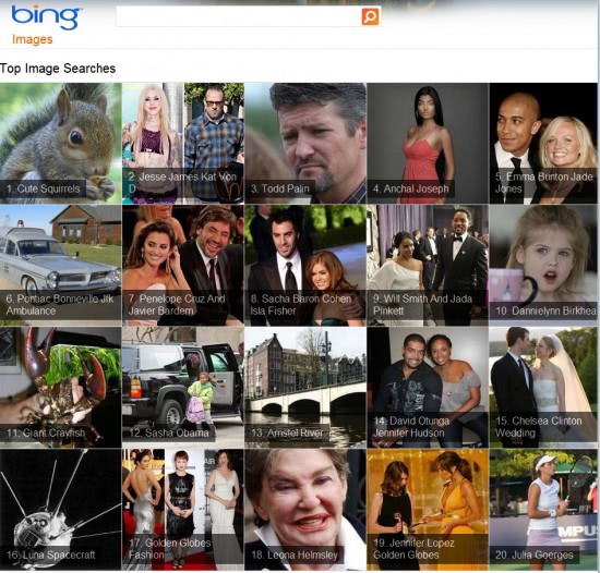 bing top image searches