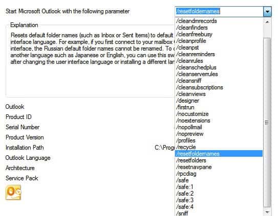 outlook startup parameters