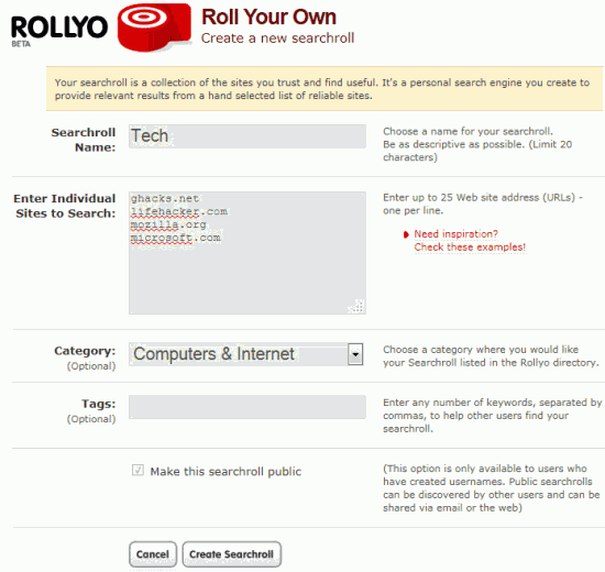 rollyo custom search engine