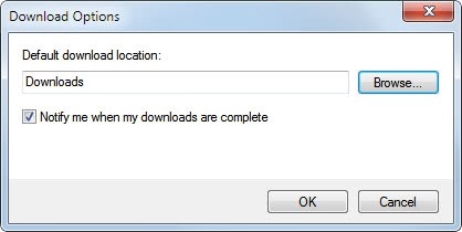 change internet explorer downloads folder