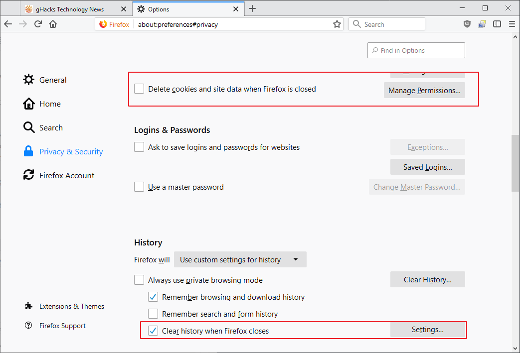 firefox clear cookies automatically