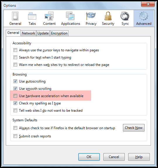 firefox hardware acceleration