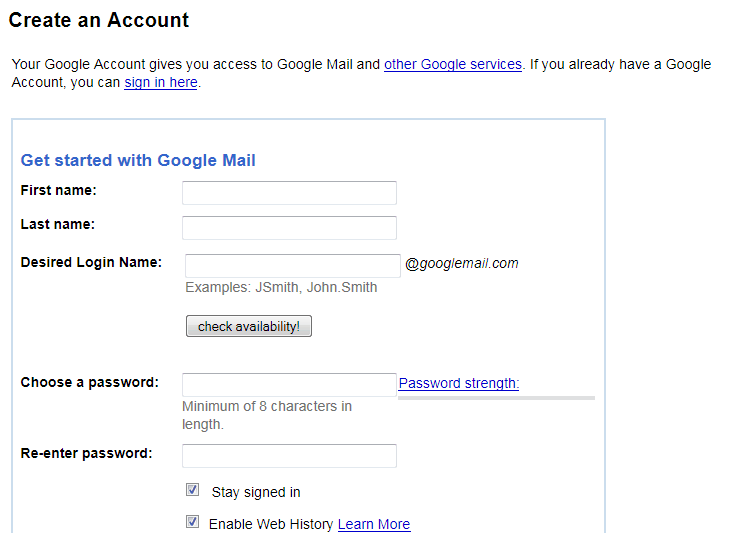 gmail sign up