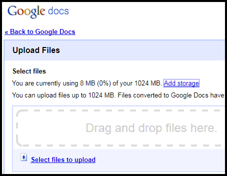 google docs upload