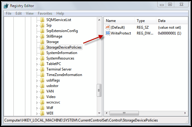 criteri del dispositivo di archiviazione su Windows 7