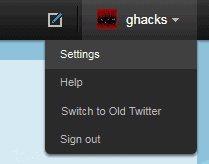 twitter settings