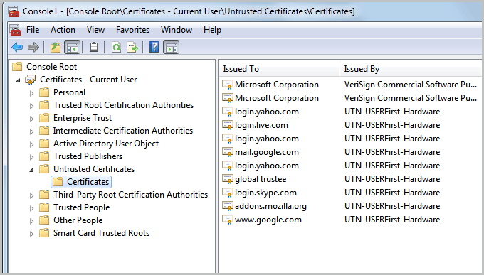untrusted certificates