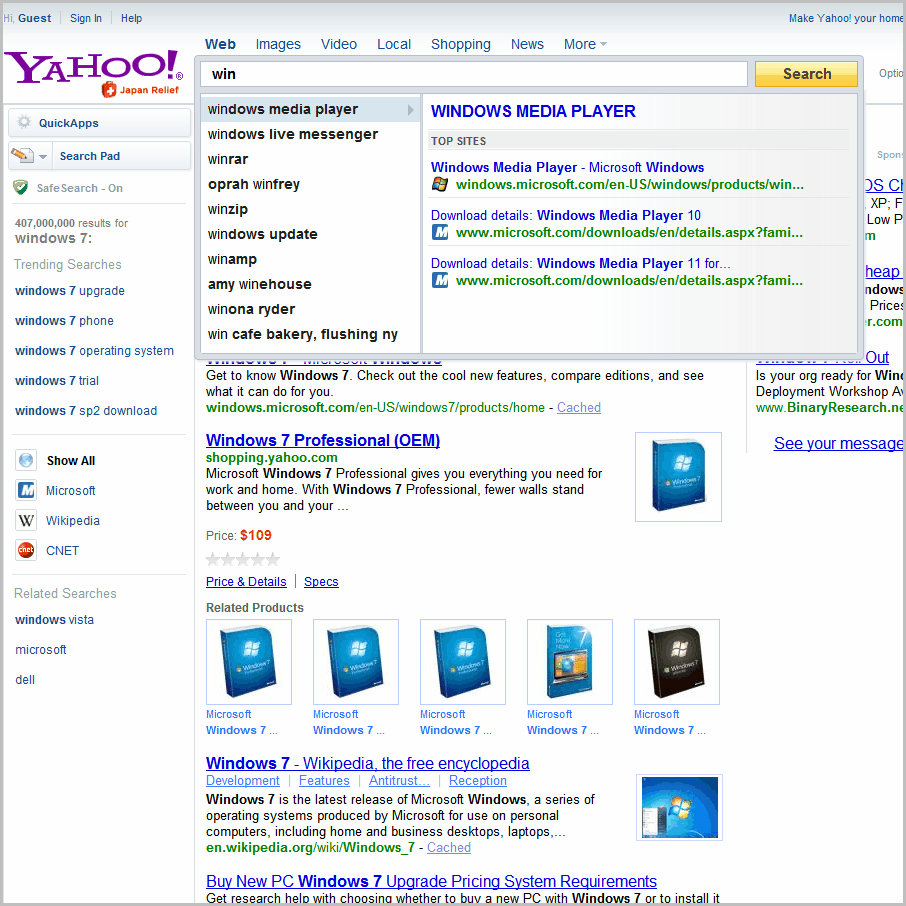 yahoo search direct