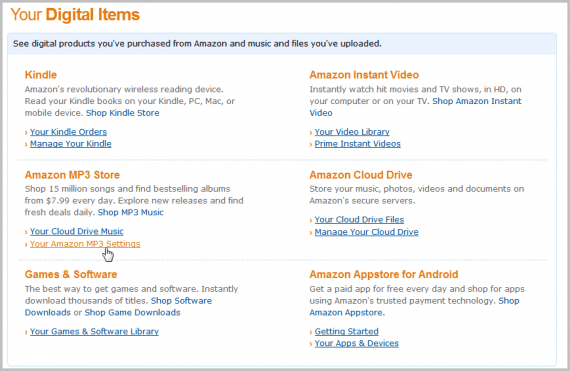 amazon mp3 settings