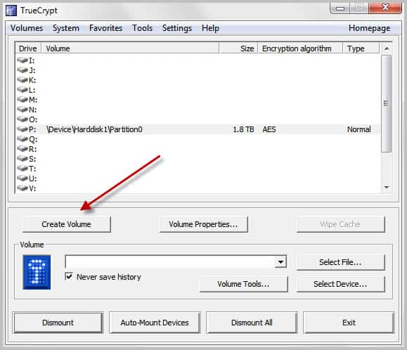 create truecrypt volume