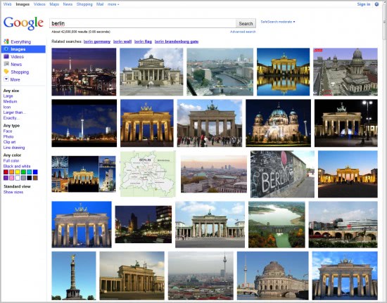 standard google image search