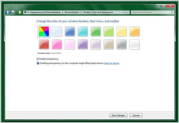 windows aero auto colorization