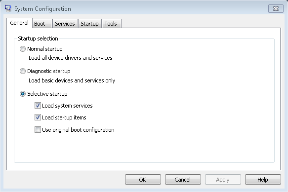 Normal startup or selective startup windows 10 on new computer