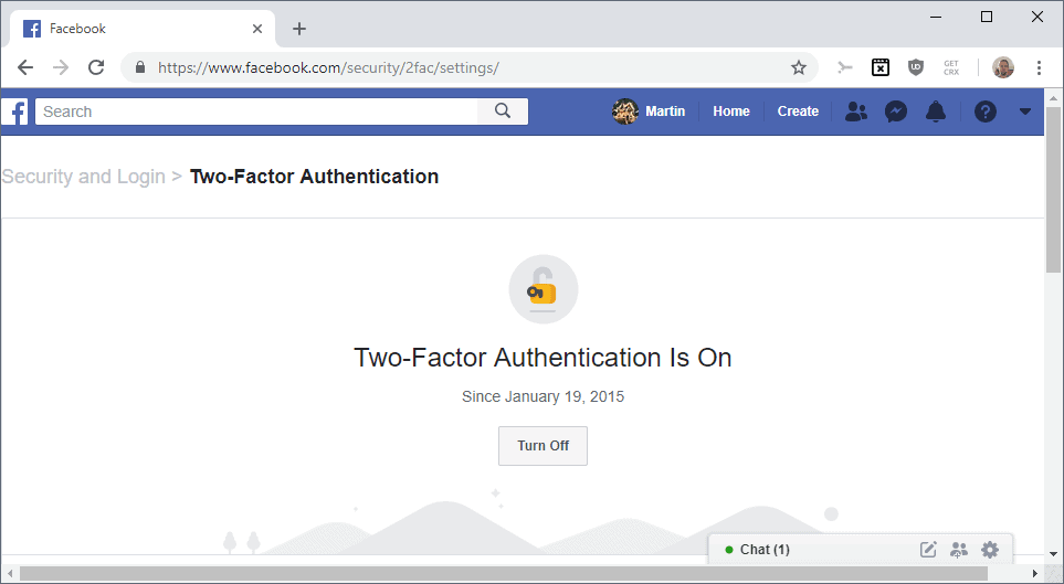 facebook two-factor authentication