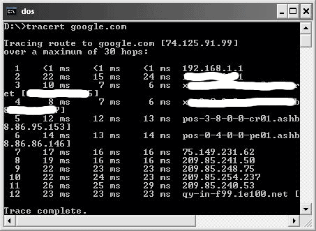 screenshot tracert