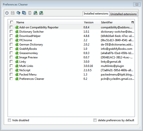 firefox preferences cleaner