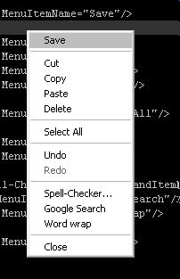 notepad context menu