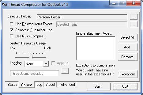 outlook email compression