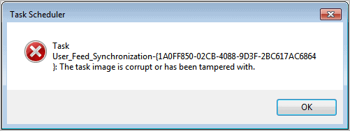 the task image is corrupt or has been tampered with