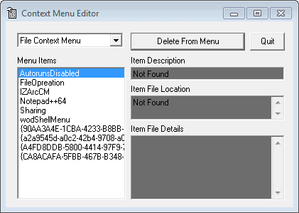 context menu editor