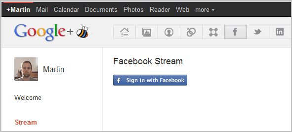 google plus facebook integration